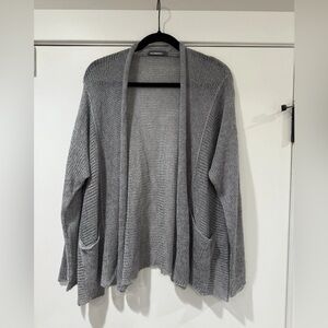 Alembika Cardigan Sweater Womens Small Silver Open Front Minimalist Lagenlook